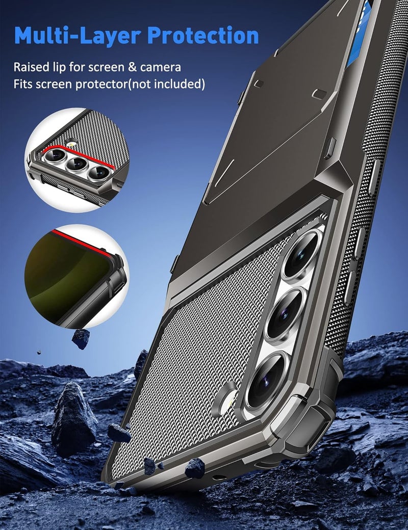 COOYA for Samsung S23 Case Wallet 5 Credit Card Holder Slot Flip Cover Galaxy S23 Wallet Case Back Pocket Dual Layer Protective Hard Shell TPU Rubber Bumper for Samsung Galaxy S23 6.1 Bronze Gunmetal - Image 4